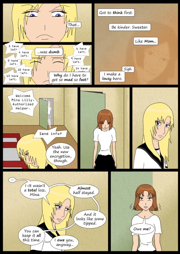 'Not A Villain' Webcomic - Fans leave. Kleya wishes she'd done better while Mina is sad.