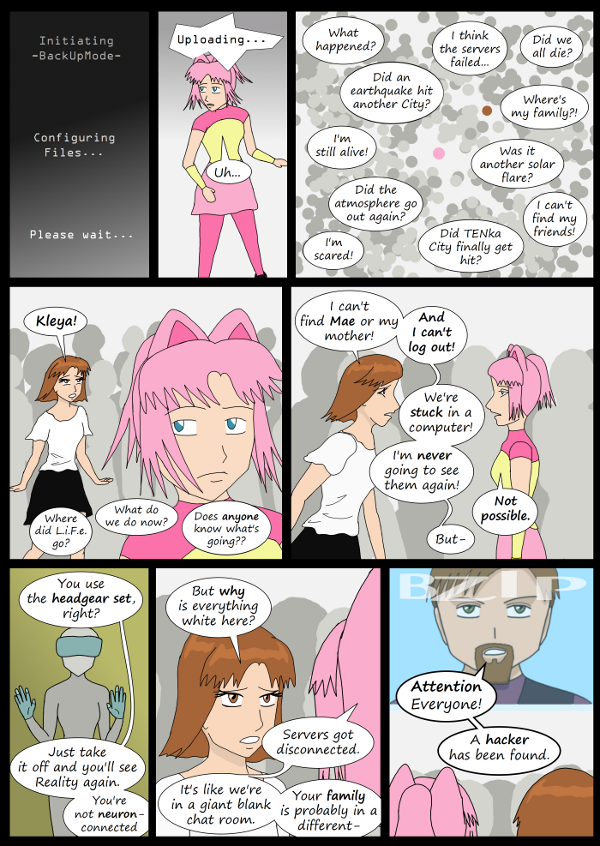 'Not A Villain' Webcomic - System loads up to a backup system. Also, a hacker has been found.