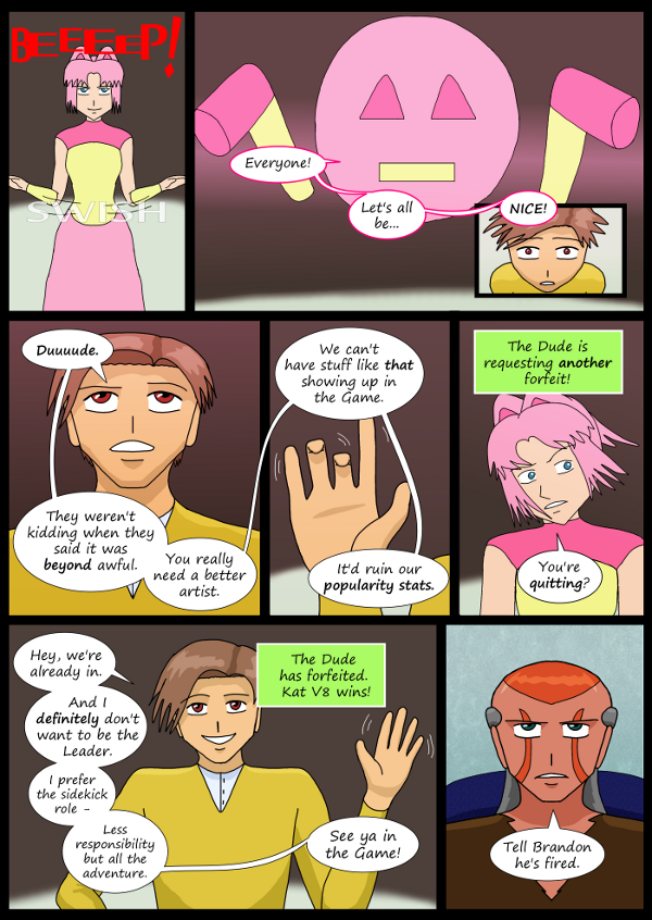 'Not A Villain' Webcomic - The Dude forfeits his Game. Kleya wins!