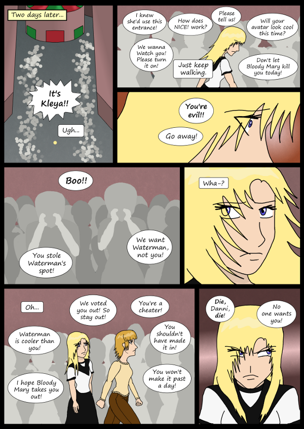 'Not A Villain' Webcomic - Time to upload into the Game. Danni gets booed.