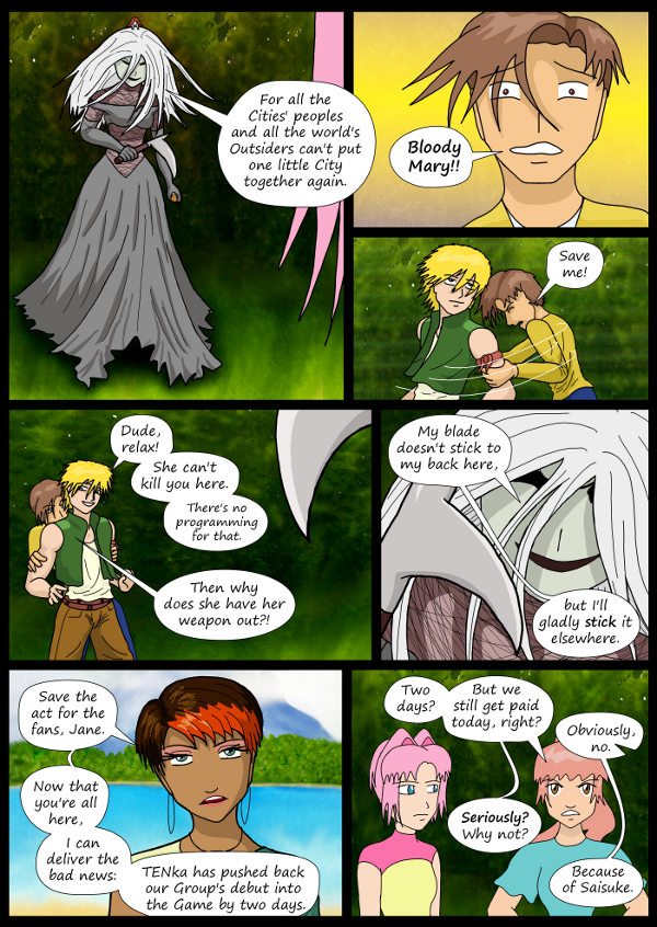 'Not A Villain' Webcomic - Bloody Mary/Jane arrives. Sandra delivers bad news.